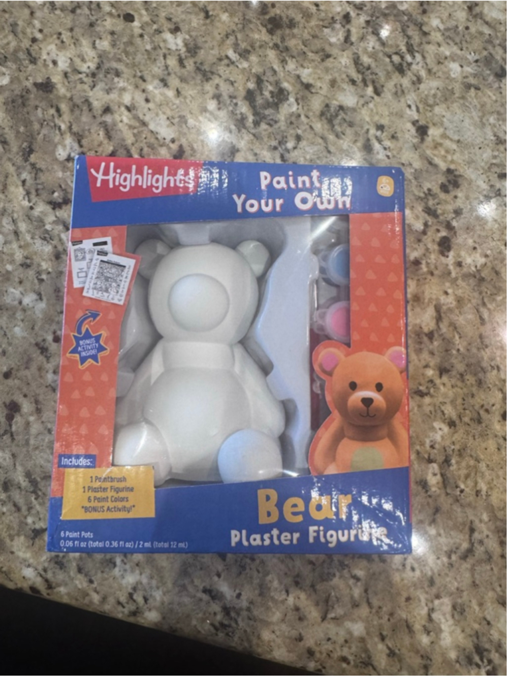 Highlights Paint Your Own Bear Plaster Figurine White Blue One Size